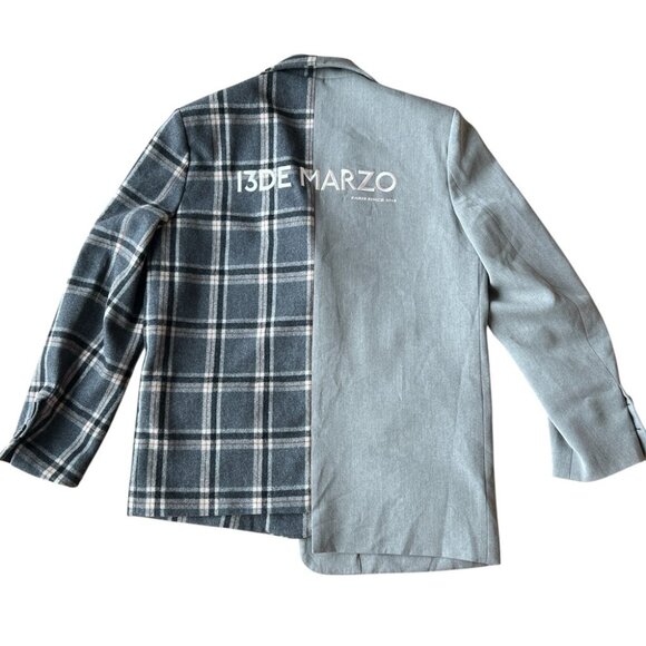 13De Marzo Plaid Blazer Jacket Grey - Picture 6 of 16